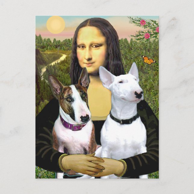 Bull Terriers (Two) - Mona Lisa Postcard (Front)