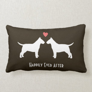 Bull Terriers Wedding Dogs with Text Lumbar Pillow