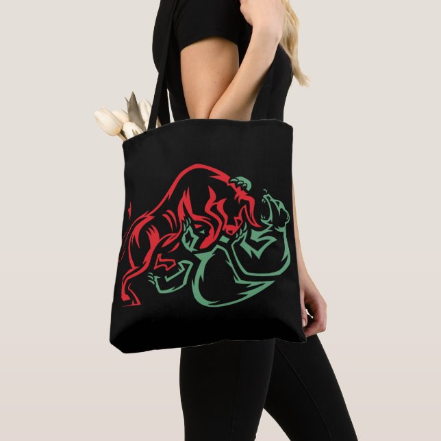 Bull vs Bear Tote Bag (Close Up)