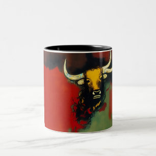Bull with 3 horns Two-Tone coffee mug