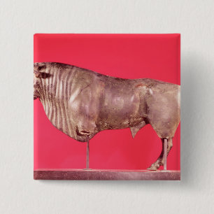 Bull with three horns, from Avrigney 2 Inch Square Button