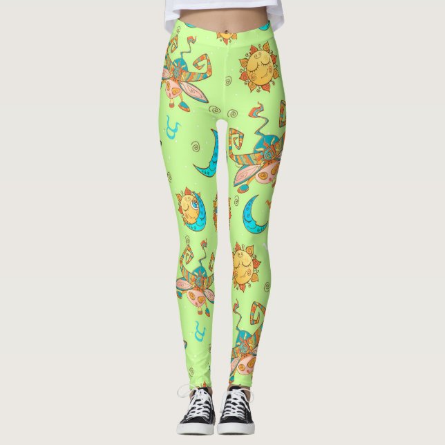Bull Zodiac Sign Pattern Leggings (Front)