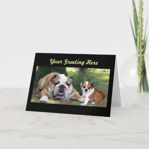 Bulldog Adult and Puppy Greeting Card