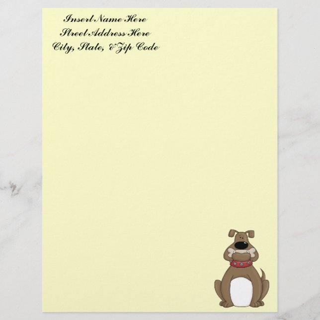 Bulldog and Dog Bone Letterhead (Front)