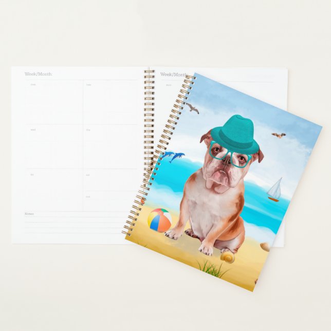 Bulldog anglais sur la plage (Devant avec enveloppe)