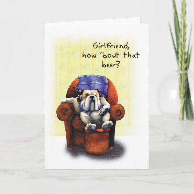 Bulldog Armchair - Funny Birthday Card (Front)