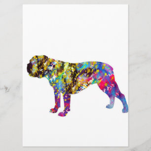 Bulldog Art Watercolor Portrait Menu