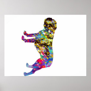 Bulldog Art Watercolor Portrait Poster