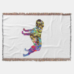 Bulldog Art Watercolor Portrait Throw Blanket