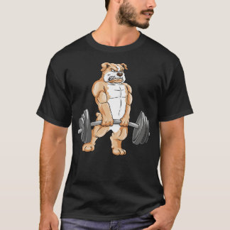 Bulldog at bodybuilding with barbell T-Shirt