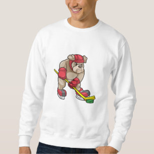 Bulldog at Ice hockey with Ice hockey stick Sweatshirt