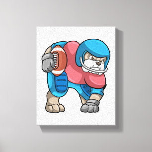 Bulldog at Sports with Football & Helmet Canvas Print