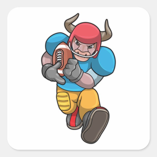 Bulldog at Sports with Football & Helmet Square Sticker (Front)