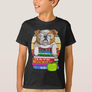 Bulldog Back To School Book Worm Dog T-Shirt