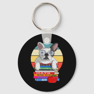 Bulldog Back To School Bookworm Dog Keychain