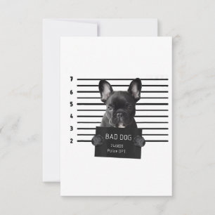 Bulldog Bad Dog Jail Frenchie Dog Mom Lover RSVP Card