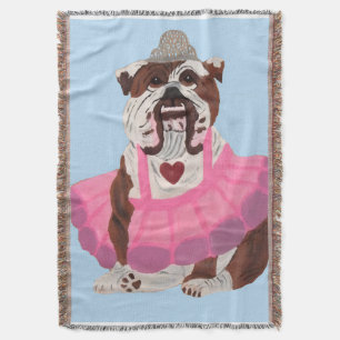 Bulldog Ballerina Throw Blanket