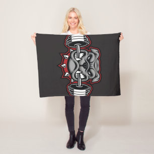 Bulldog Barbell Weight Training Bulldog Lover Gift Fleece Blanket