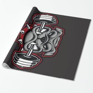 Bulldog Barbell Weight Training Bulldog Lover Gift Wrapping Paper