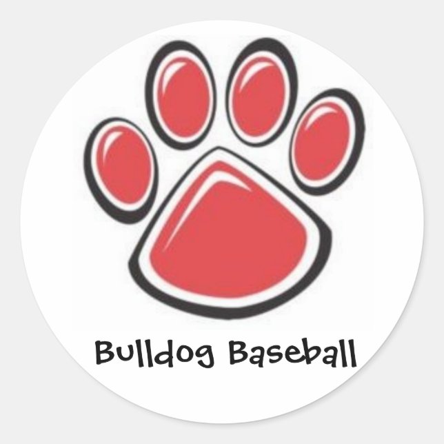 Bulldog Baseball Pawprint Sticker (Front)