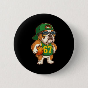 Bulldog Basketball 67 Gen Alpha Slang Srts Dog Boy 2 Inch Round Button
