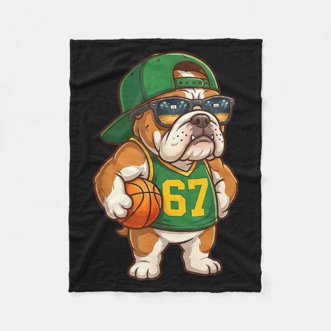 Bulldog Basketball 67 Gen Alpha Slang Srts Dog Boy Fleece Blanket (Front)