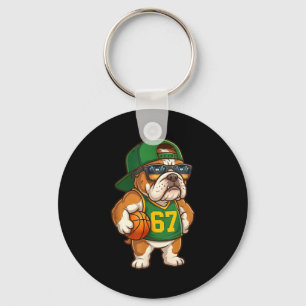 Bulldog Basketball 67 Gen Alpha Slang Srts Dog Boy Keychain