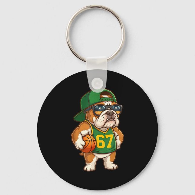 Bulldog Basketball 67 Gen Alpha Slang Srts Dog Boy Keychain (Front)