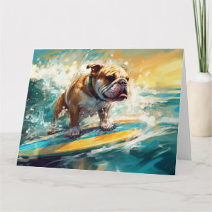 Bulldog Beach Surfing Painting Card