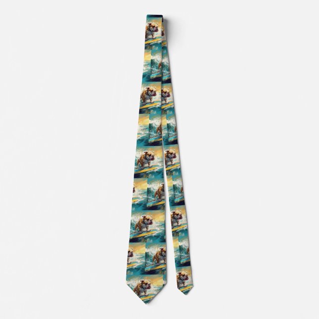 Bulldog Beach Surfing Painting Tie (Front)