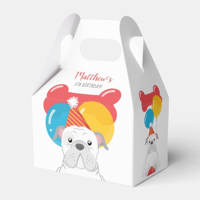 Bulldog Birthday Party Favor Box (Back Side)