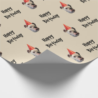 Bulldog Birthday Party Hat Wrapping Paper