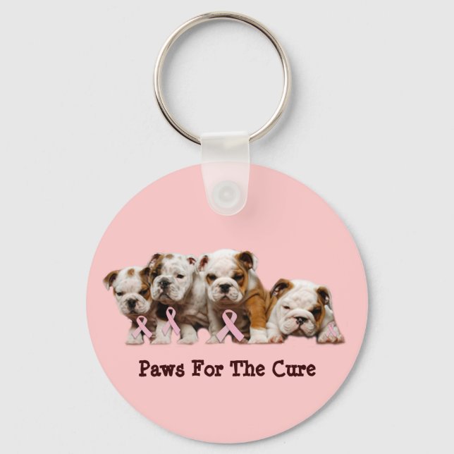 Bulldog Breast Cancer Keychain (Front)