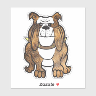 Bulldog Brindle and White Cartoon