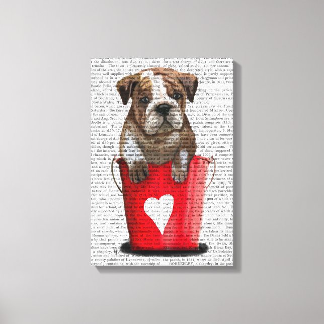 Bulldog Bucket Of Love Red Canvas Print (Front)