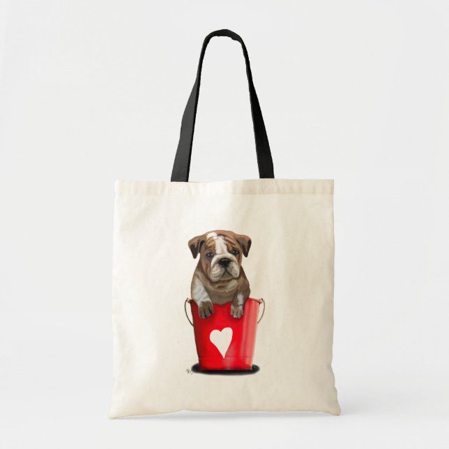 Bulldog Bucket Of Love Red Tote Bag (Front)