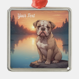 Bulldog by Lake Metal Ornament