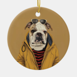 Bulldog ceramic ornament