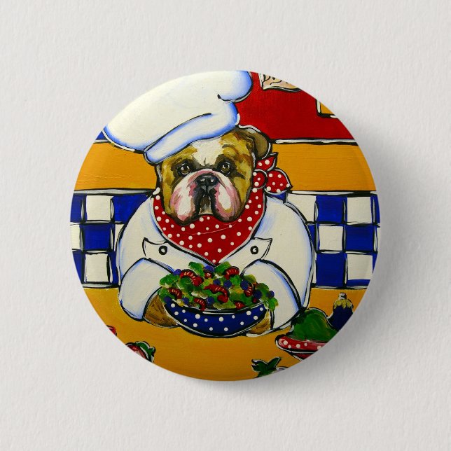 Bulldog Chef 2 Inch Round Button (Front)