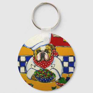 Bulldog Chef Keychain