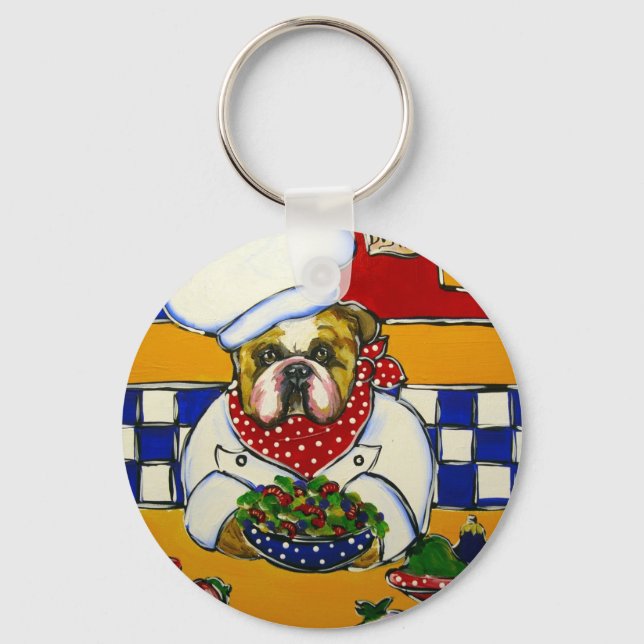 Bulldog Chef Keychain (Front)