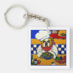 Bulldog Chef Keychain