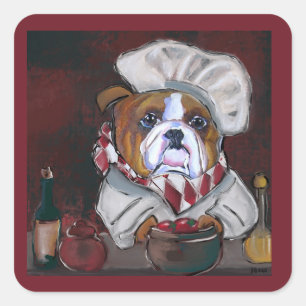 Bulldog Chef Square Sticker