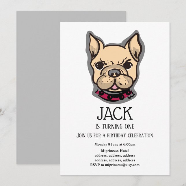 Bulldog, chien, animal de compagnie invitation de  (Devant / Derrière)