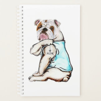 Bulldog Chien Tattoo J'aime maman