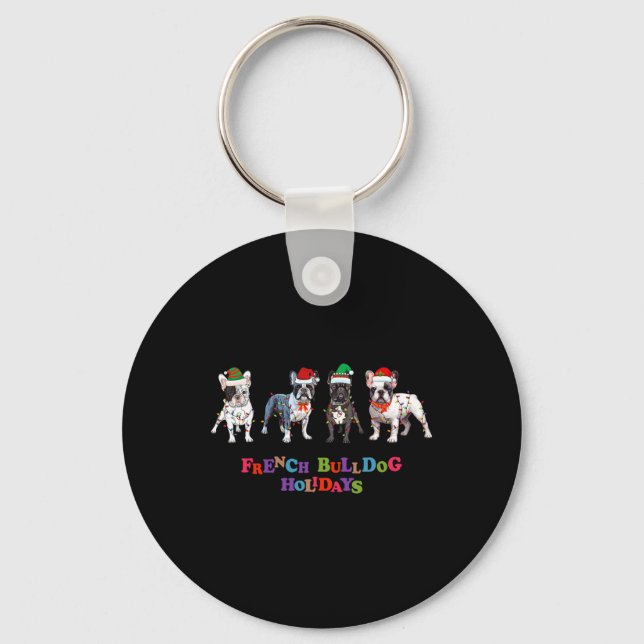 Bulldog Christmas2  Keychain (Front)