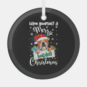 Bulldog Christmas Bulldog Xmas Gifts Bulldog Lover Glass Ornament