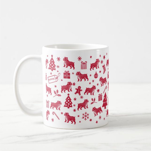 Bulldog Christmas Design Coffee Mug (Left)
