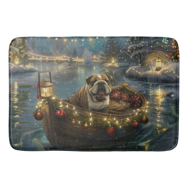 Bulldog Christmas Festive Voyage Bath Mat (Front)