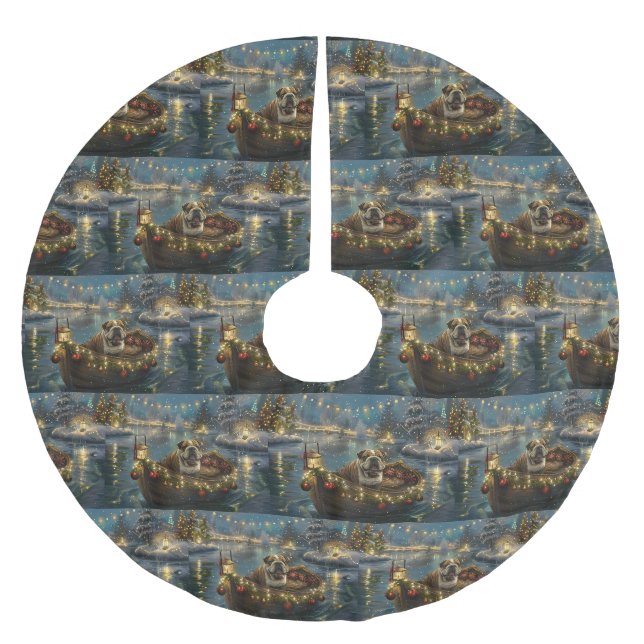 Bulldog Christmas Festive Voyage Brushed Polyester Tree Skirt (Front)